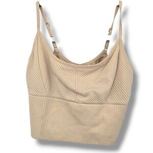 Victoria's Secret PINK Ribbed Cropped‎ Tank Top Adjustable Straps Athleisure Bra